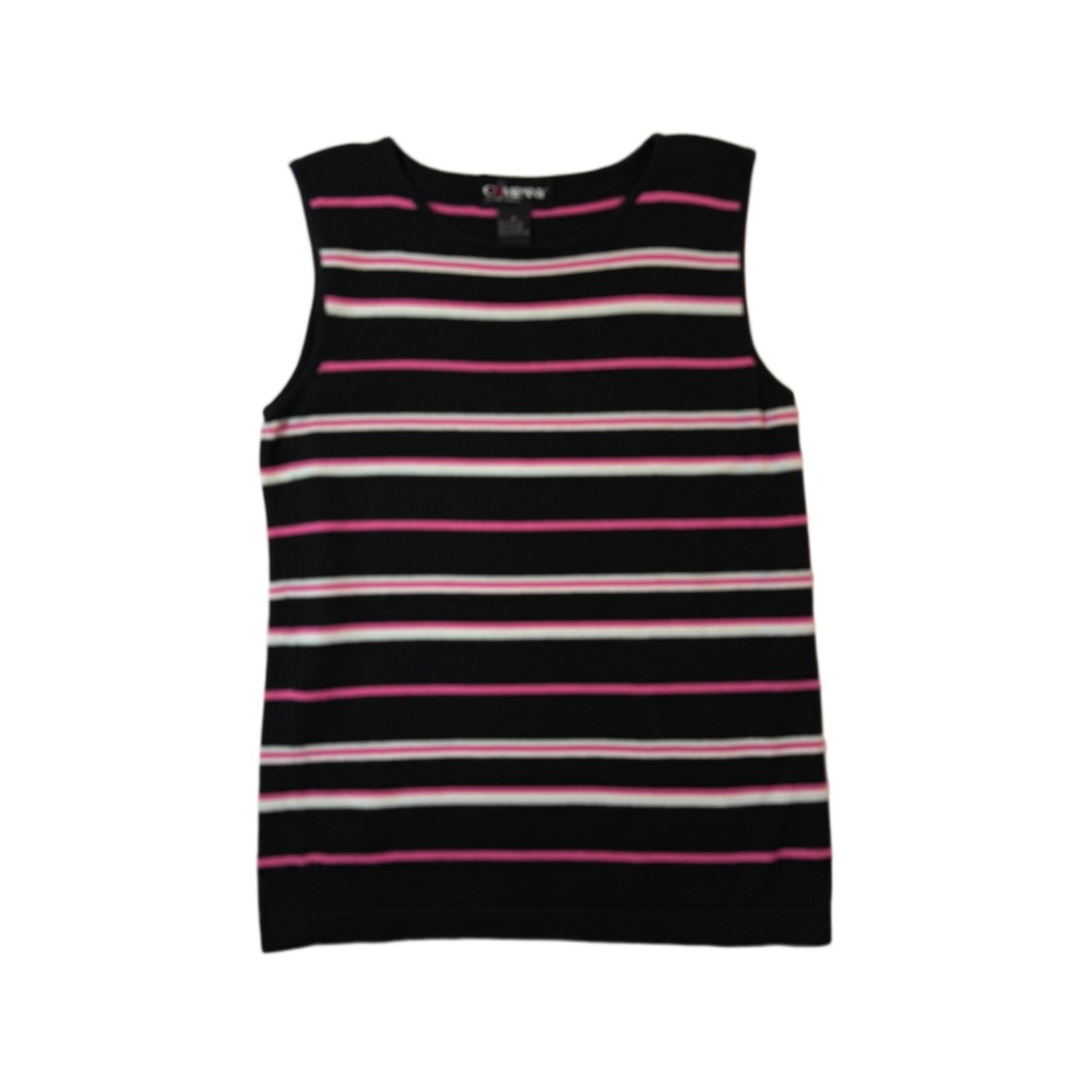 Vintage Ellen Tracy Knit Tank Top Womens SM Multi-Striped Sleeveless Preppy